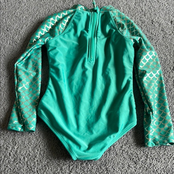 Cat & Jack Teal Mermaid Rashguard Swim Set with Skirt - Picture 6 of 10